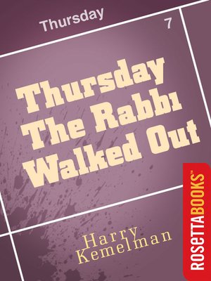cover image of Thursday the Rabbi Walked Out